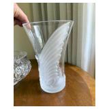 Decorative Glass Vase & Etched Scripture Bowl 2 Pc Lot Good Cond