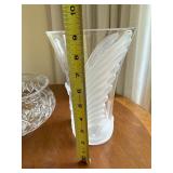 Decorative Glass Vase & Etched Scripture Bowl 2 Pc Lot Good Cond