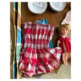 Vintage Doll & Tea Set Lot Bride Doll Japan Porcelain Small Doll Clothes