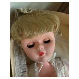 Vintage Doll & Tea Set Lot Bride Doll Japan Porcelain Small Doll Clothes