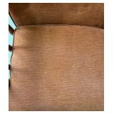Vintage Upholstered Wingback Armchair Wood Spindle Arms Rust Orange