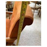 Vintage Upholstered Wingback Armchair Wood Spindle Arms Rust Orange
