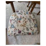 French Country 5 Pc Dining Set Cane Back Chairs Floral Seats, matching tablecloth