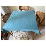 French Country 5 Pc Dining Set Cane Back Chairs Floral Seats, matching tablecloth