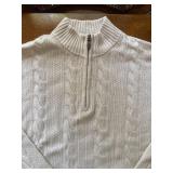 Patrick James Cashmere Quarter Zip Cable Knit Sweater Large Ivory