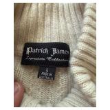 Patrick James Cashmere Quarter Zip Cable Knit Sweater Large Ivory
