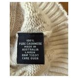 Patrick James Cashmere Quarter Zip Cable Knit Sweater Large Ivory