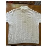 Patrick James Cashmere Quarter Zip Cable Knit Sweater Large Ivory