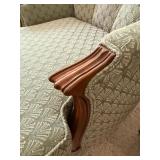 Pair Traditional Wingback Armchairs Tufted Sage Upholstery Good