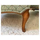 Pair Traditional Wingback Armchairs Tufted Sage Upholstery Good