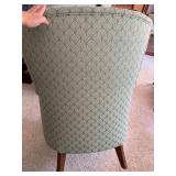 Pair Traditional Wingback Armchairs Tufted Sage Upholstery Good