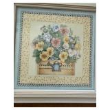 Vintage Framed Wall Decor Lot 8 Pc Mirrors Floral Prints Oval Shadowbox