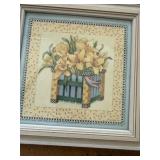 Vintage Framed Wall Decor Lot 8 Pc Mirrors Floral Prints Oval Shadowbox