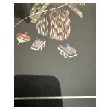 Pair Vintage Japanese Silk Embroidery Framed Geisha Figures Wall Art