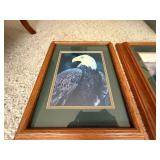 Set of 2 Framed Wildlife Prints Eagle Black Lab Oak Tone Wall Art
