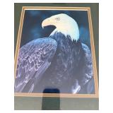 Set of 2 Framed Wildlife Prints Eagle Black Lab Oak Tone Wall Art