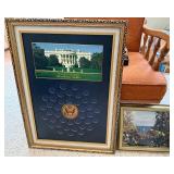 Framed Presidential Dollar Coin Display Holder White House 26 x 18
