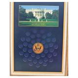 Framed Presidential Dollar Coin Display Holder White House 26 x 18