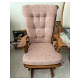 Wood Upholstered Platform Glider Chair Pink Floral Tufted Back