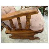 Wood Upholstered Platform Glider Chair Pink Floral Tufted Back