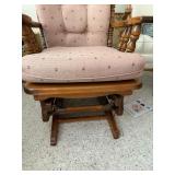 Wood Upholstered Platform Glider Chair Pink Floral Tufted Back