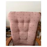 Wood Upholstered Platform Glider Chair Pink Floral Tufted Back