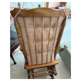 Wood Upholstered Platform Glider Chair Pink Floral Tufted Back