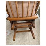 Wood Upholstered Platform Glider Chair Pink Floral Tufted Back