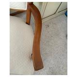 Vintage Danish Modern Style High Back Upholstered Armchair Wood Frame