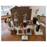 Vintage Bowling Trophy Lot Womens League Awards Mixed Sizes 9 Pcs