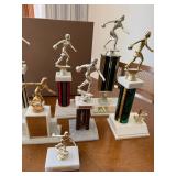 Vintage Bowling Trophy Lot Womens League Awards Mixed Sizes 9 Pcs