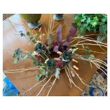 Decorative Home Decor Lot Cloisonne Style Vases Faux Plant Wreath