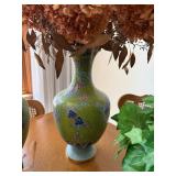 Decorative Home Decor Lot Cloisonne Style Vases Faux Plant Wreath