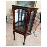 Vintage Wood Glass Curio Display Cabinet Queen Anne Style Good
