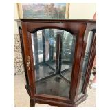 Vintage Wood Glass Curio Display Cabinet Queen Anne Style Good