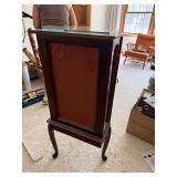 Vintage Wood Glass Curio Display Cabinet Queen Anne Style Good