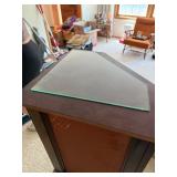 Vintage Wood Glass Curio Display Cabinet Queen Anne Style Good