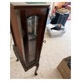 Vintage Wood Glass Curio Display Cabinet Queen Anne Style Good
