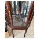 Vintage Wood Glass Curio Display Cabinet Queen Anne Style Good