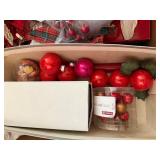 Large Mixed Christmas Decor Lot Ornaments Bows Ribbon Wrap Figurines