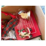 Large Mixed Christmas Decor Lot Ornaments Bows Ribbon Wrap Figurines