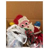 Large Mixed Christmas Decor Lot Ornaments Bows Ribbon Wrap Figurines