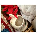 Large Mixed Christmas Decor Lot Ornaments Bows Ribbon Wrap Figurines