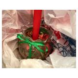 Large Mixed Christmas Decor Lot Ornaments Bows Ribbon Wrap Figurines