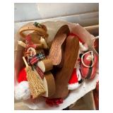 Large Mixed Christmas Decor Lot Ornaments Bows Ribbon Wrap Figurines