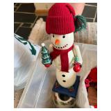 Large Mixed Christmas Decor Lot Ornaments Bows Ribbon Wrap Figurines