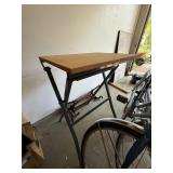 Folding Craft Utility Table Metal Frame Wood Top Collapsible Stand