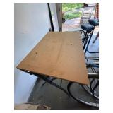 Folding Craft Utility Table Metal Frame Wood Top Collapsible Stand
