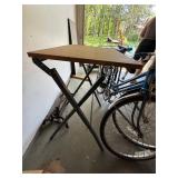 Folding Craft Utility Table Metal Frame Wood Top Collapsible Stand