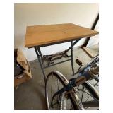 Folding Craft Utility Table Metal Frame Wood Top Collapsible Stand